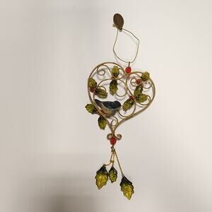 Christmas ornament heart shaped with blue bird jb